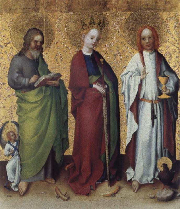 Stefan Lochner Saints Matthew,Catherine of Alexandria and John the Vangelist France oil painting art